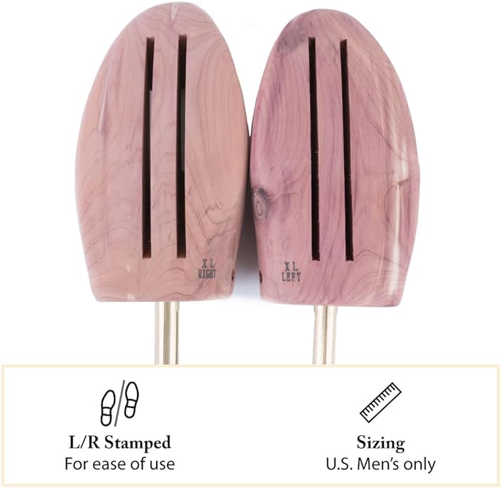 FootFitter Men’s Cedar Shoe Trees, Full Block, Wide Heel, Aromatic Moisture‑Absorbing Shoe Shaper, Premium USA Cedar (LE11)