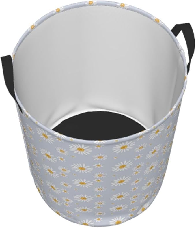 Daisy Flowers Round Laundry Hamper Storage Basket Toys Clothes Organizer Bin For Home Bathroom Bedroom Dorm Nursery, 62l