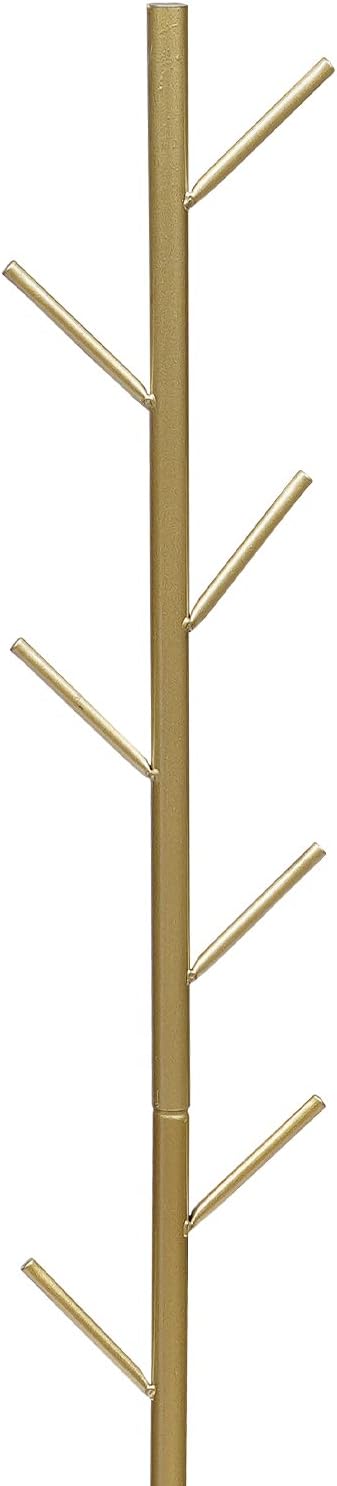 Metal Coat Rack Stand 7 Hooks Free Standing Coat Rack Tree-Shaped Coat Rack Hat Hanger Entryway Organizer for Clothes, Hats, Bags (Gold)