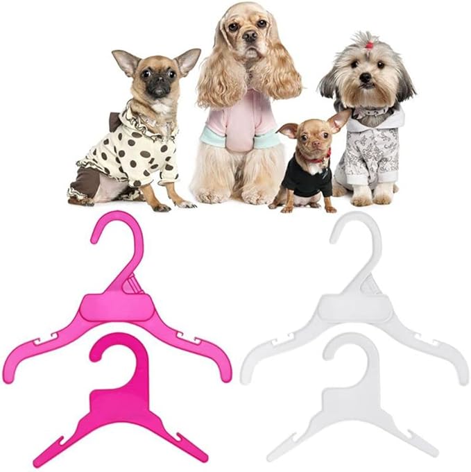 10Pcs Plastic Dog Clothes Hanger Non-Slip Clothing Rack Multi-Sizes Pet Clothes Plastic Pet Product Product Accessories(S,White)