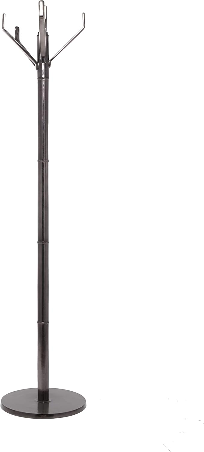 Deco 79 Aluminum Metal 4 Hook Coat Rack, 15" x 15" x 68", Black