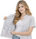 USBD Post Mastectomy Shirt with Drain Pockets Band Collar Post Op Recovery Tops