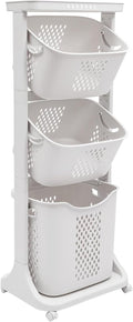 Bathroom Laundry Basket 3 layer Clothes Storage Basket Household Kitchen Shelf Fruit Stand Bathroom Simple Storage Shelf Rolling Cart With Wheels