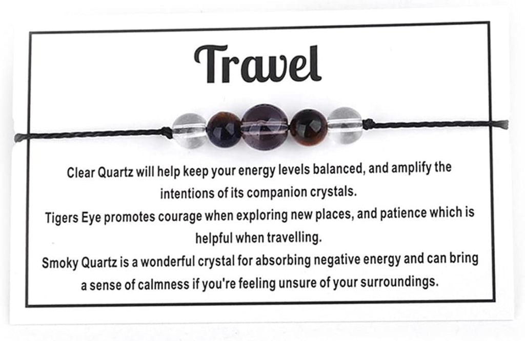 Caiyao Chakra Crystal Tiger Eye Bead Bracelet with Wish Card for Women Adjustable Spiritual Stone Braide String Bracelet Yoga Meditation Jewelry Gift