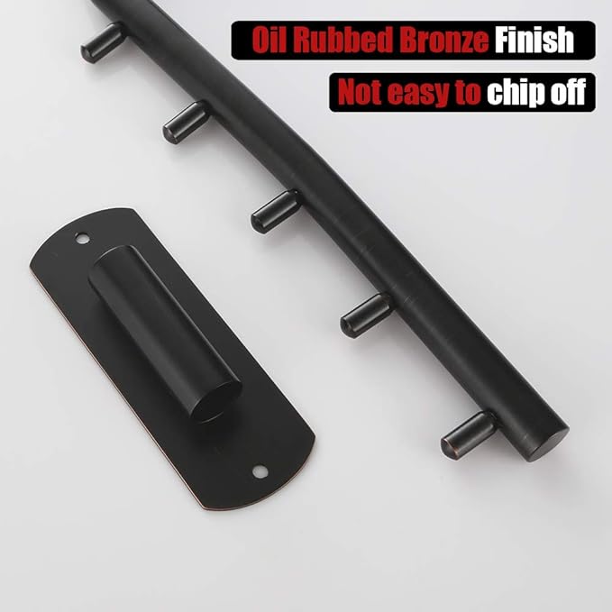 JQK Folding Clothes Hanger Rack, Stainless Steel Swing Arm Hook Holder, Clothing Hanging System Drying Closet Storage Organizer Oil Rubbed Bronze Wall Mount, SHR100-ORB