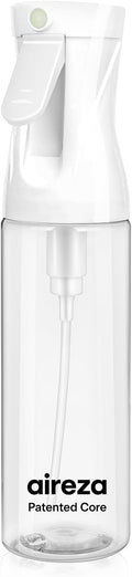 Continuous Spray Bottle – Patented Superior Ultra-Fine Mist Sprayer for Hair Styling, Plants & Cleaning, Durable 360° Leak-Proof BPA-Free Refillable Mister, White 300 ml / 10 oz