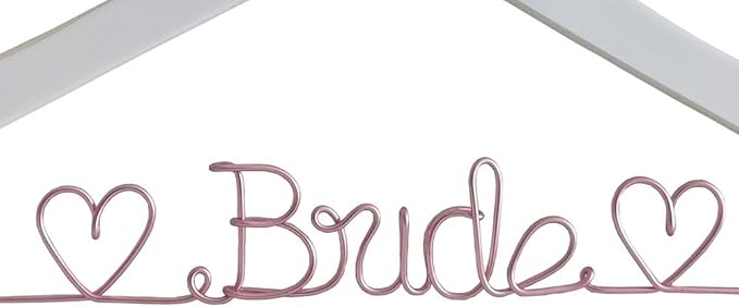 The Bride's Wedding Gift, Wooden Wedding Dress Gown Hanging Wire Letter Hanger (White and Pink Lines)