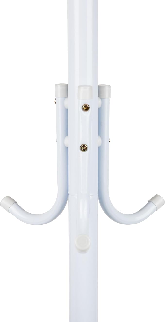 Mind Reader Freestanding Coat Rack, Multi-Tier Organizer for Office and Entryway, Metal, White