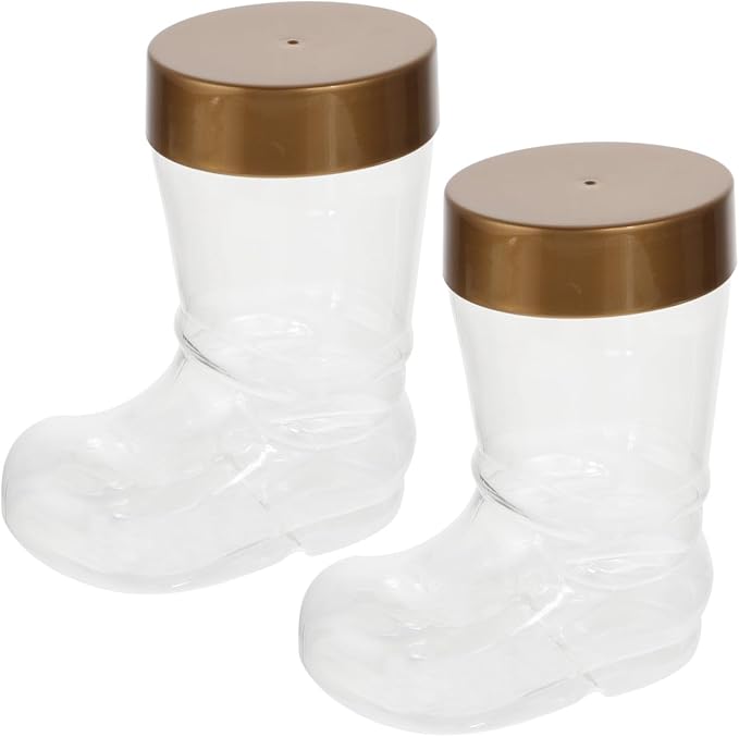 PRETYZOOM 2pcs Christmas Candy Jar, Plastic Boots-Shaped Storage Container with Lid, Empty Holiday Jars for Sweets, Chocolate, Treats, Christmas Party Supplies