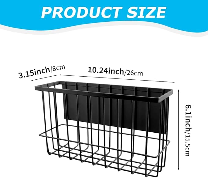 Magnetic Dryer Ball Holder, Kitchen Moveable Magnetic Storage Holder, Magnetic Basket Organizer Shelf Rack for Refrigerator, Kitchen Counter, Laundry Room, Bathroom (Black)