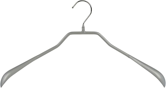 Mawa by Reston Lloyd BodyForm Series Non-Slip Space-Saving Extra Wide Clothes Hanger for Jackets, Suits & Coats, Style 46/L, Set of 2, Silver