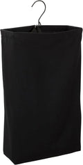 Household Essentials Door Hanging Laundry Bag, Washable Canvas Bag with Loop Handle, Holds Two Loads of Laundry, Great for Dorms and Small Spaces, Black
