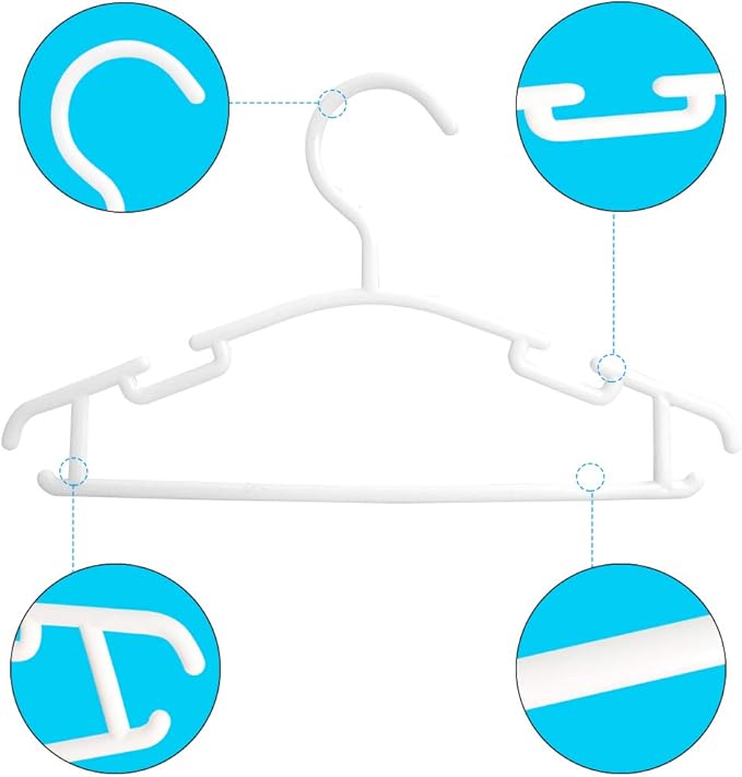GoodtoU Baby Hangers for Closet 60 Pack White Plastic Baby Hanger Toddler Hangers