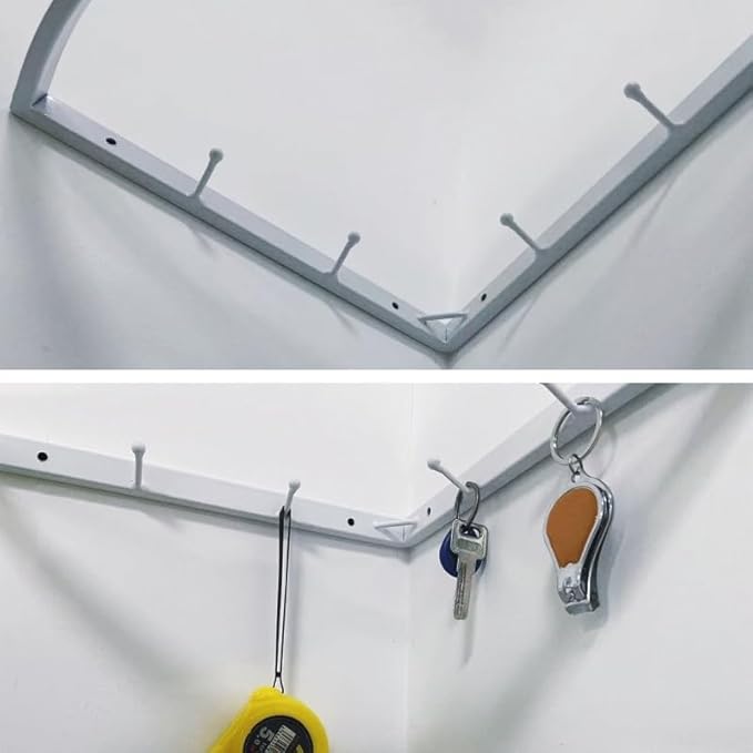Corner Hanging Bar, Rack Iron Wall Mounted Right Angle Corner Clothing Rack, Industrial Pipe Garment,Multi-Purpose Hanging Rod, for Retail Display, Closet Storage(White)