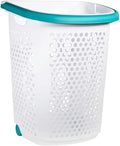 Plastic Rolling Laundry Basket with Pop-Up Handle & Wheels – 70.52 Liter (2 Bushel) Capacity, Ventilated Design, Easy to Clean, For Home & Laundry Room