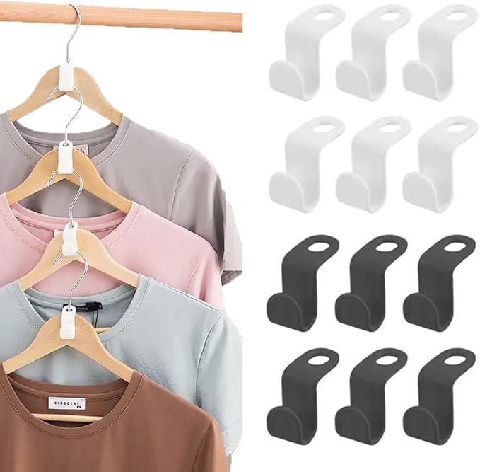 Clothes Hanger Connector Hooks, 80PCS Sturdy Mini Cascading Hanger Hooks, Thickened 20lbs Space Saving Closet Hanger Organizer, Hanger Extender Clips, Hanger Connection Hooks for Closet（White+Black）