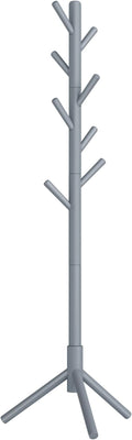 VASAGLE Solid Wood Coat Rack, Free Standing Tree-Shaped Coat Rack with 8 Hooks, 3 Height Options, for Clothes, Hats, Bags, Living Room, Bedroom, Home Office, Gray URCR04GY