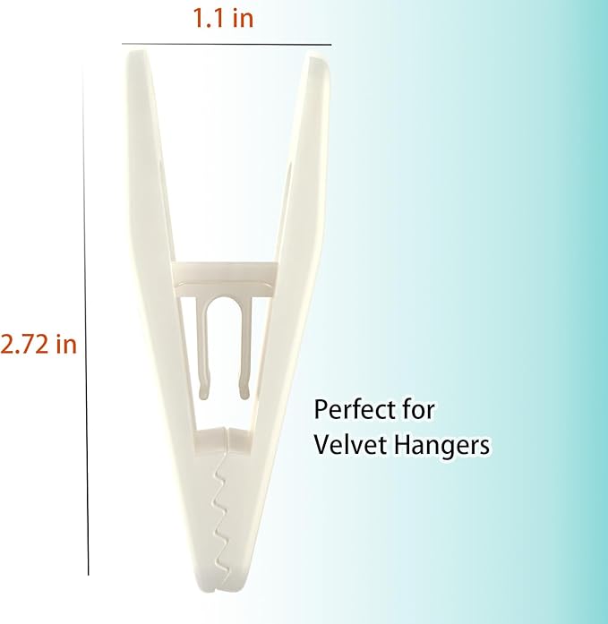 Hanger Clips Perfect for Velvet Hangers (Beige, 80 PCS), Strong Plastic Clips Pant Skirt Hanger Sock Clips for Beige Flocking Felt Hangers