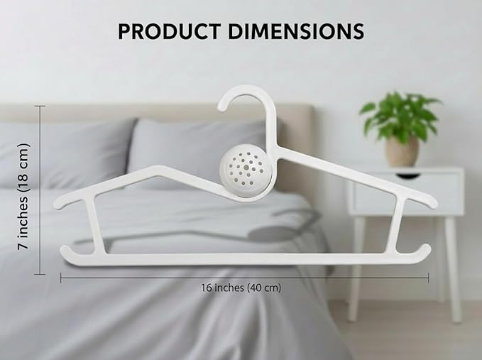 20 Pack Aromatherapy Plastic Hangers, Hanger Organizer with Detachable Scent Box, Non-Slip Space Saving Slim Design for Closet, Durable White Clothes Hangers