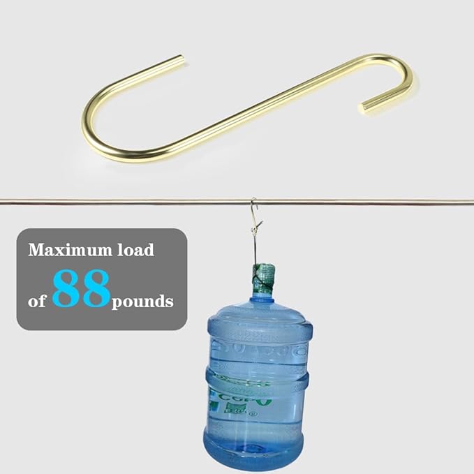 Vindar 3 Pack 6 Inches Bird Feeder Hook Heavy Duty Gold S Hooks Hangers for Kitchen, Office, Wind Chimes, Lanterns, Gardening Tools, Hummingbirds Feeders, Bird House, Lanterns