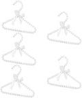 AHANDMAKER 5 Pack Pearl Beads Metal Elegant Clothes Hangers, Small Pet Hanger Plastic Pearl Beaded Clothes Hangers, for Pet Cats and Dogs, Puppet Clothes (Linen)