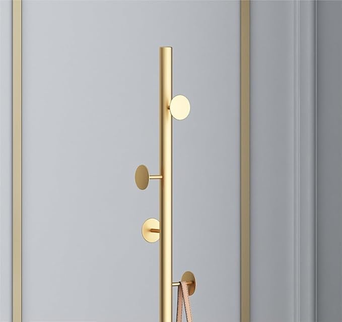 RUVOO Hall Tree Coat Rack Freestanding Coat Stand Coat Rack Stand with 8 Hooks Metal Coat Hanger Freestanding for Entryway Hallway Bedroom Coat Tree (Color : Gold, Size : 170 * 43cm)
