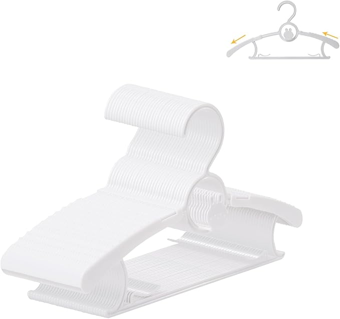 30 Pack Baby Hangers, 11"-14" Adjustable Infant Hangers, Non-Slip Kids Hanger, Space Saving Plastic Hanger for Girl Boy Toddler Kids Child (White)