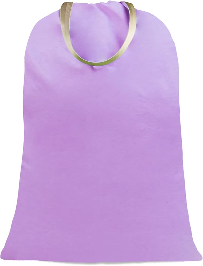 Sanlykate Large Canvas Cotton Laundry Bag with Drawstring & Handles, Heavy Duty Durable Dirty Clothes Organizer, Tear Resistant Hamper Liner Storage Bag, Travel Sack, 25.5 x 34inch - Purple