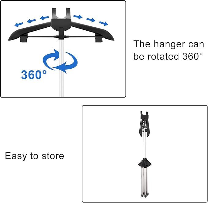Clothes Steamer Stand Hanger with Steamer Ironing Glove for Steaming Clothes, Handheld Garment Steamer Rack with Grey Mini Handhelded Ironing Pad Board