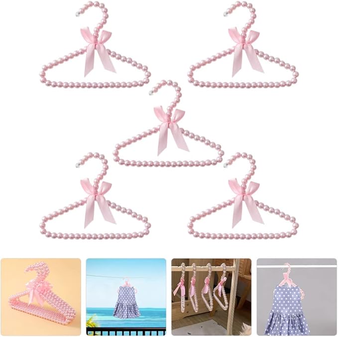 Baby Hangers Kids Hangers 5pcs Pearl Beads Clothes Hangers Beaded Clothes Hangers Dress Pants Hanger Closet Coat Hangers for Kids Pet Dogs Baby Hangers Kids Hangers