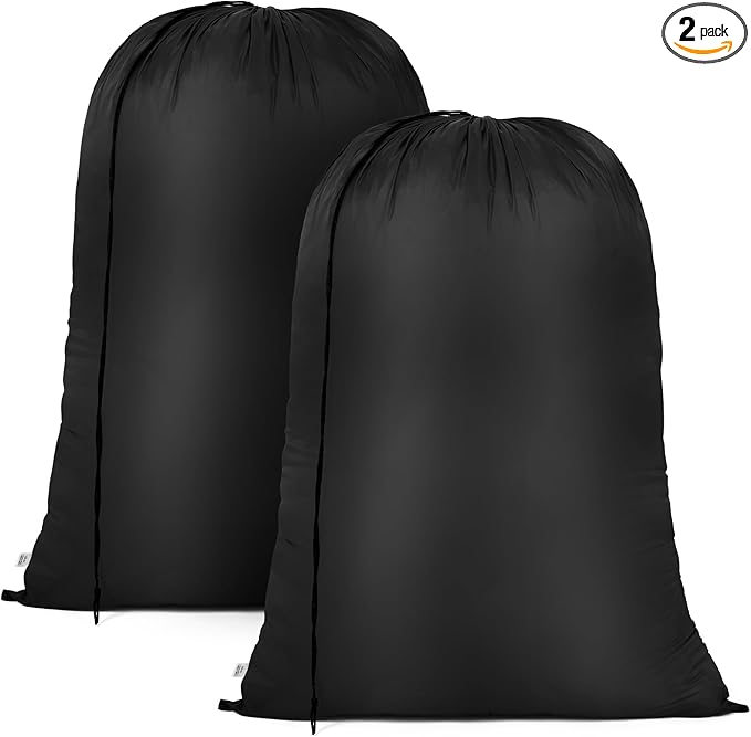 OTraki Large Laundry Bag 28x40 inch Heavy Duty Travel Laundry Bags Dirty Clothes Drawstring Laundry Bag Machine Washable for Camp Dorm Don't Drying, Melting 140-176℉ Black