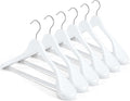 HOUSE DAY High-Grade Solid Wood Coat Hangers for Women, Wide Shoulder Wooden Hangers, Suit Hangers with Non Slip Pants Bar, Smooth Finish 360° Swivel Hook for Dress, Heavy Clothes Hangers 6 Pack White
