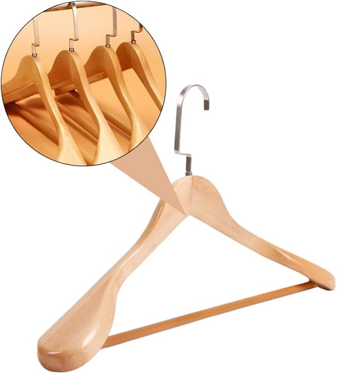 Kids Hangers Wide Shoulder Wooden Hangers Wood Suit Hanger Coat Hanger with Non Slip Pants Bar for Dress Jacket Heavy Clothes Hangers Khaki 45X25.5CM Blazer