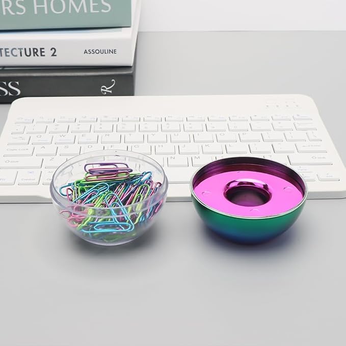 NatSumeBasics Paper Clip Holder Rainbow Magnetic Paper Clips Dispenser with 100 Colorful Paperclips for Desk Office School Home Organizers Accessories (Rainbow)