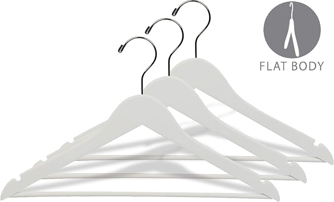 The Great American Hanger Company Wood Suit Hangers White Finish Box of 8
