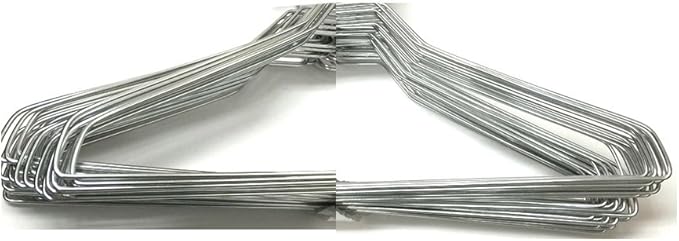 THE UM24 50 Pack Steel Metal Wire Hangers Adult Coat Clothes Hangers - 13 Gage Thickness Silver Color Galvanized Metal Wire Hanger
