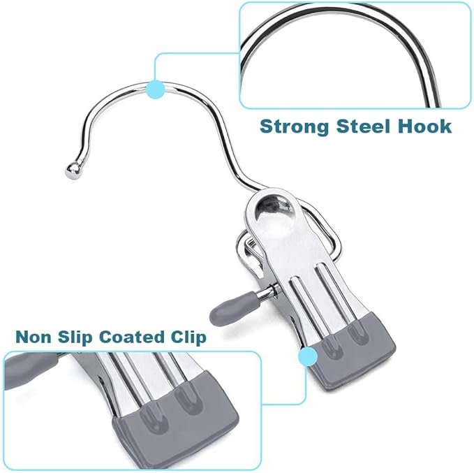20 Pack Boot Hangers Closet Hanging Clips Laundry Hooks for Hats, Pants, Towel, Socks, Handbags, Bags, Underwear