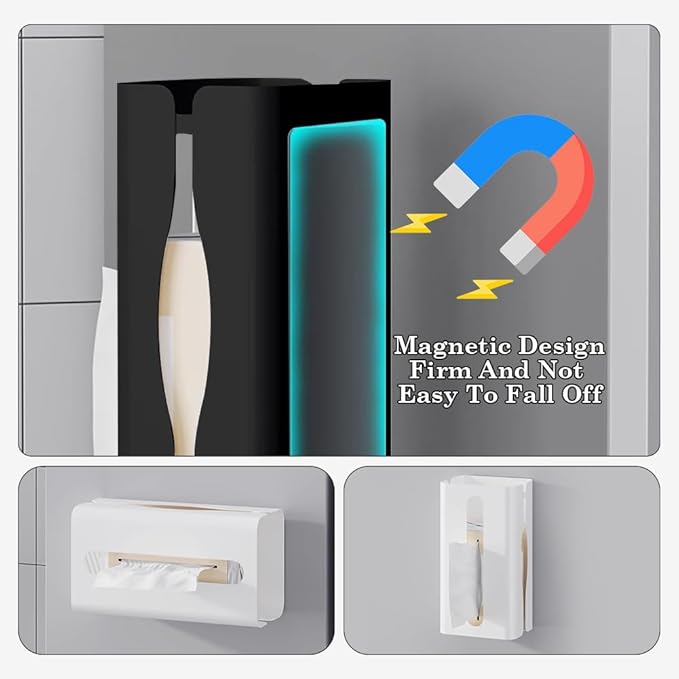 OLizee® Magnetic Dryer Sheet Holder Dryer Sheet Container Kitchen Tissue Box Dryer Sheet Dispenser Tissue Storage Holder for Metallic Surfaces Black