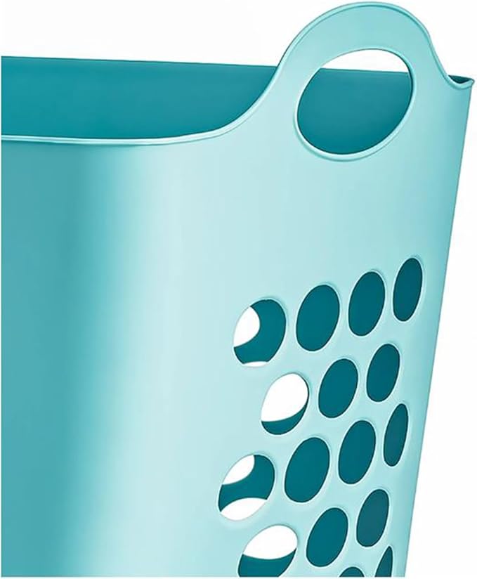 2 Bushel Ultra Easy Carry Plastic Laundry Basket, Flexible Square Laundry Hamper With 2 Sturdy Handles, Dirty Clothes Laundry Hamper Bin for Home, Apartment, or Dorm Room, Teal