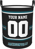 Custom Jacksonville Laundry Hamper Personalized Laundry Basket Customized Name And Number Collapsible Storage Basket for Bedroom Bathroom Living Room Gifts