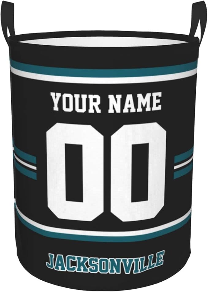 Custom Jacksonville Laundry Hamper Personalized Laundry Basket Customized Name And Number Collapsible Storage Basket for Bedroom Bathroom Living Room Gifts