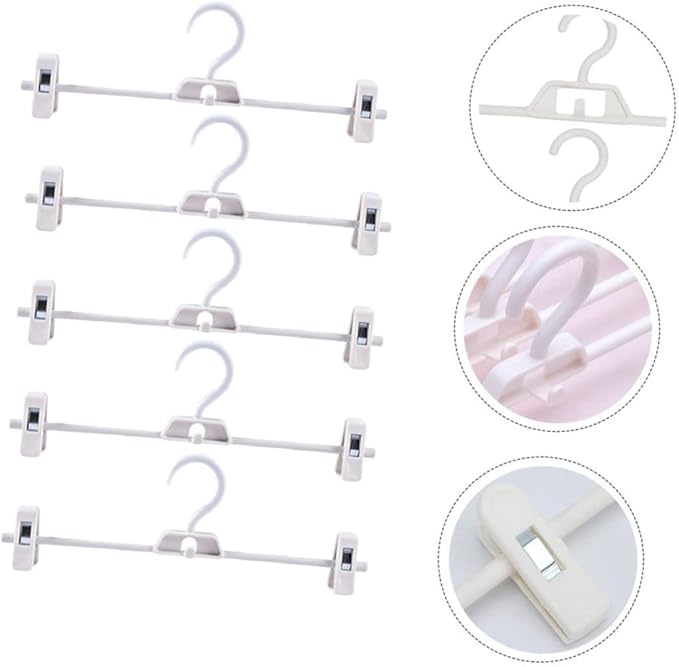 CHILDWEET 5pcs Adjustable Plastic Pants Clip Drying Rack Space Saving Clothes Hanger for Pants Trousers and Skirts Versatile and Organizer
