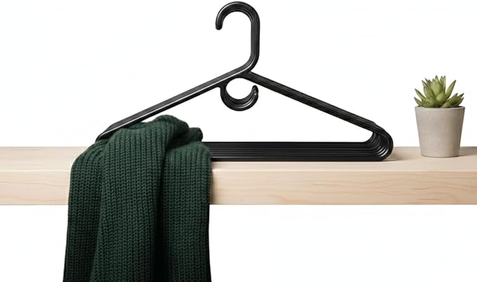 Set of 9 Heavy Duty Tubular Hangers Black Jumbo Plastic Adult Cloth Coat Suit Closet Organization Hanger Black