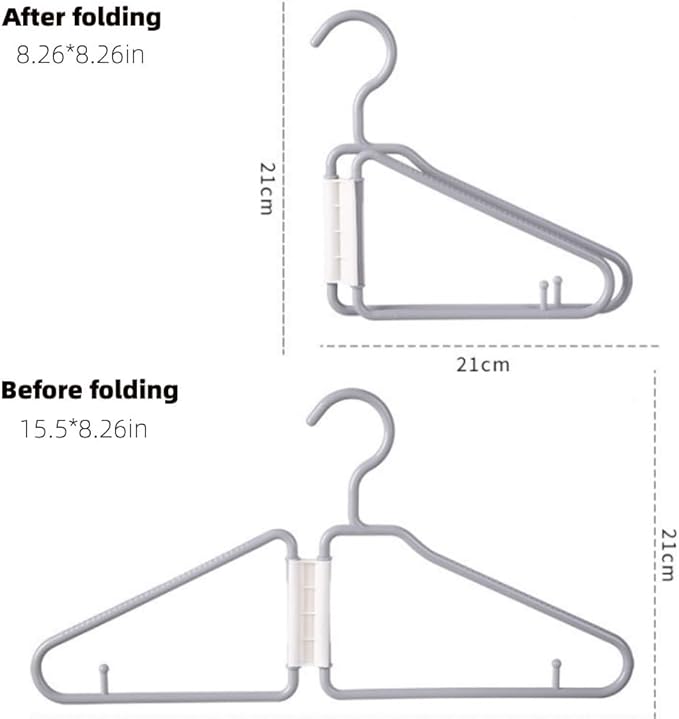 10pcs Grey Folding Hanger for Travel, Portable Lightweight Folding Hanger for Home Closets RV Closets Covert Space, 8.3 * 8.3in