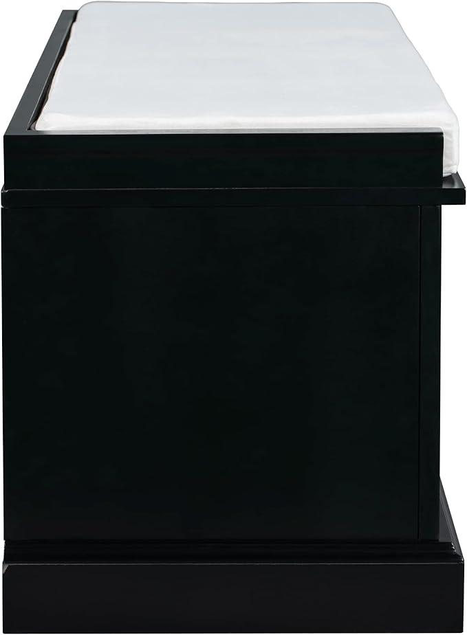 Knocbel 42.5" Entry Storage Bench with Removable Cushion, 2 Drawers and 2 Cabinets, Entryway Hallway Foyer Shoe Bench End of Bed Bench with Aluminum Handles, 200lbs Weight Capacity (Black)