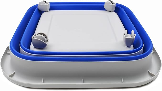 SAMMART 39L (10.3 Gallons) Collapsible Plastic Laundry Basket with Wheels-Foldable Pop Up Storage Container (1, Grey/Purplish Blue)