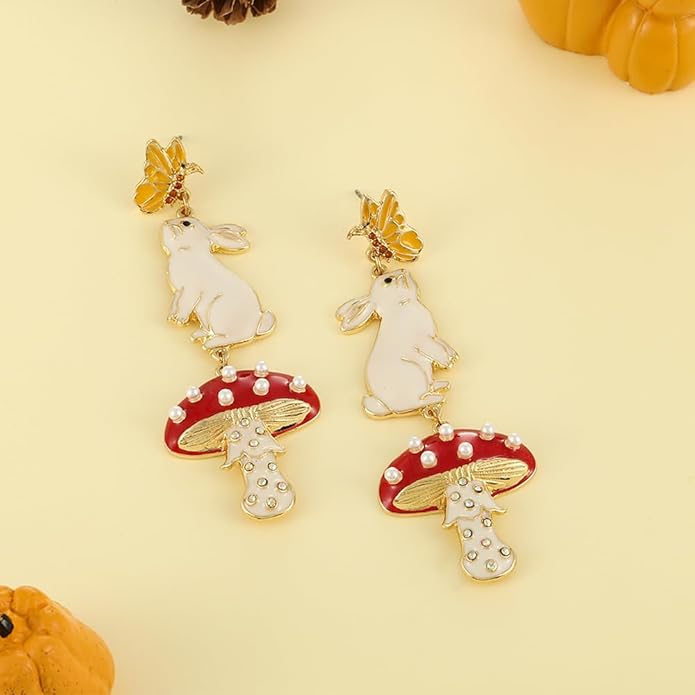 Madison Tyler Fall Earrings for Women | Cute Statement Autumn Earrings Dangling | Maple Leaf Scarecrow Shoes Shoes Rabbit Mushroom Earrings for Women