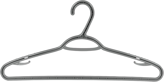 Set of 10 Slim Clothes Hanger by Neatfreak! - Space Saving Hangers For Clothes, Pants, Lingerie and Accessories - Robust Grey Plastic Hangers With Hooks and Pants Bar - 10 Pack