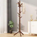 Wooden Tree Coat Rack Stand, 10 Hooks, 3 Adjustable Sizes Free Standing Coat Rack, Hallway/Entryway Coat Hanger Stand for Clothes, Suits, Accessories, Easy Assembly (Color : Walnut, Size : A)