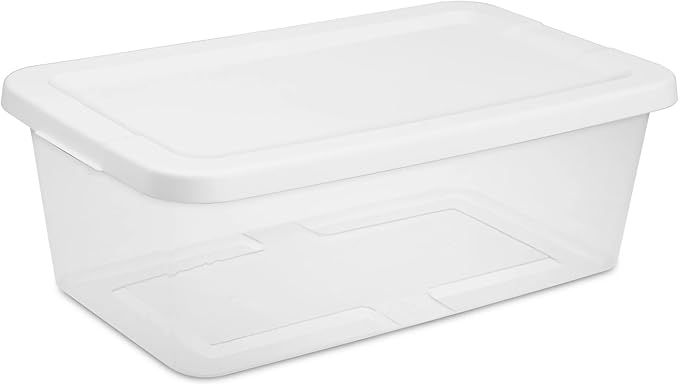 10-Pack of 6 Quart Clear Storage Boxes, Modern style, durable and sturdy, White Plastic with Snap-On Lids, Suitable for bedroom storage
